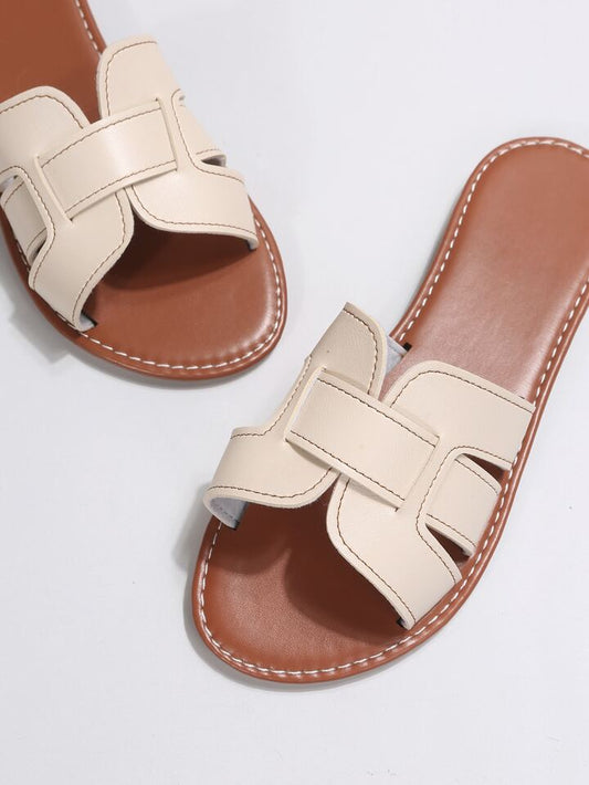 BEIGE FAB SLIDES